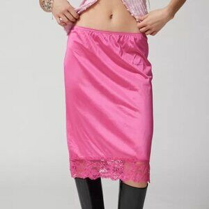 Urban Renewal Remade Overdyed Pink/Fuchsia Slip Skirt - Small